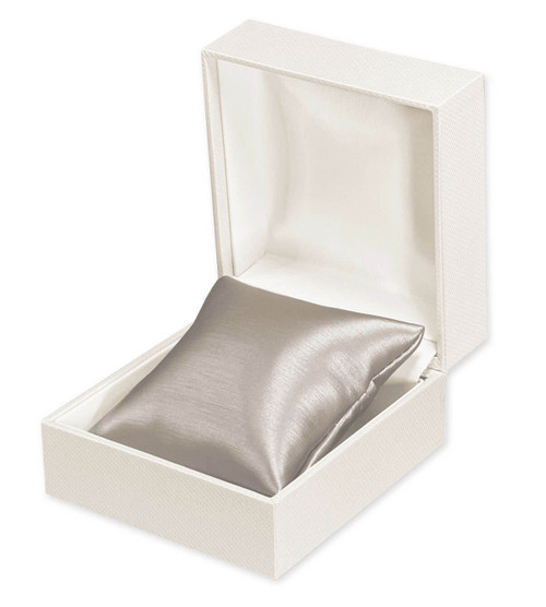 Pearl off-white textured pillow watch or bangle jewelry box with champagne interior