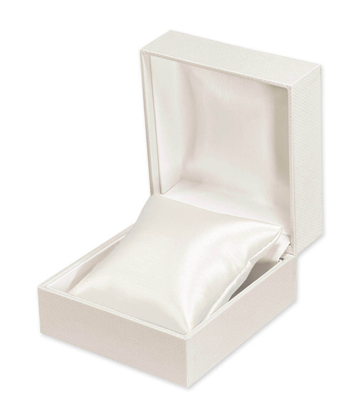 Pearl off-white textured pillow bangle or watch jewelry box with matching pearl off-white interior