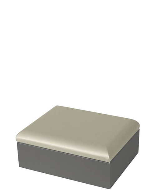 Medium Riser platform with champagne paradiso linea leatherette top with rounded edges and dark grey palladium base