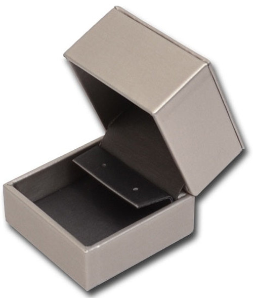 Champagne leatherette small flap earring jewelry gift and presentation box with dark gunmetal interior