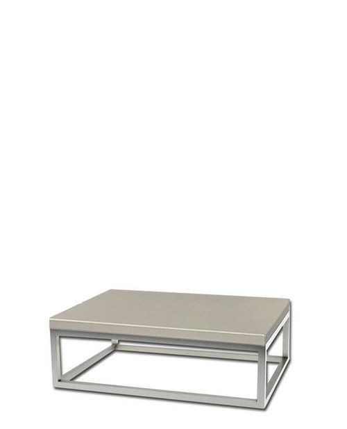 Champagne paradiso leatherette color swatch for Medium Riser platform stainless steel base