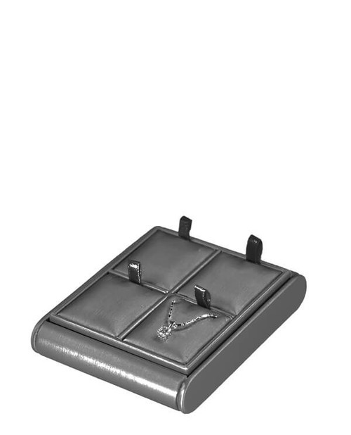 Dark grey palladium linea leatherette 4 pendant curved edge display tray