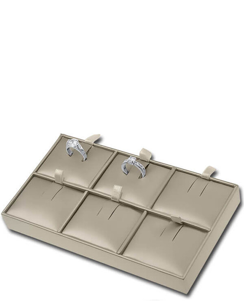 Champagne paradiso linea leatherette 6 hide-a-tag hook ring traditional display tray