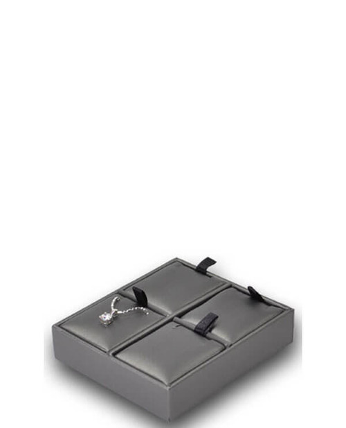 Dark grey palladium linea leatherette 4 pendant traditional display tray