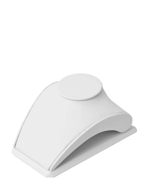 White Vienna medium curved laydown neckform with velcro and hooks for securing chains.