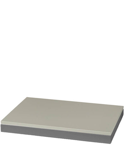 Large Riser platform with champagne paradiso linea leatherette top and dark grey palladium base