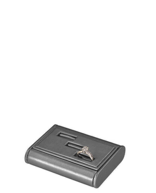 Dark grey palladium linea leatherette 3 slot ring curved edge display tray