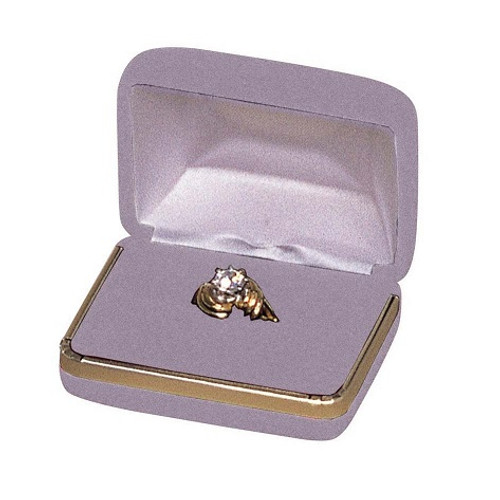 Royal grey Gold Rim Velvet Double slot ring jewelry gift box