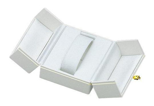 Double door bangle or watch white leatherette jewelry gift box