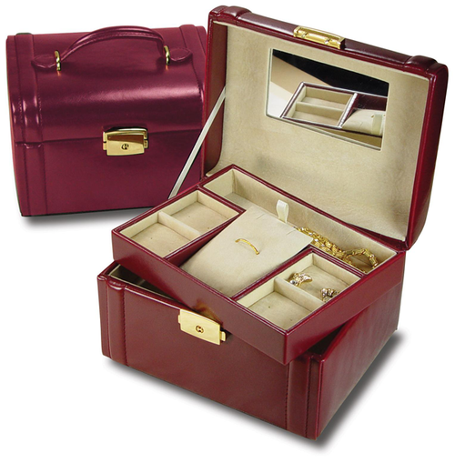 Combo travel jewelry box with mirror and lock