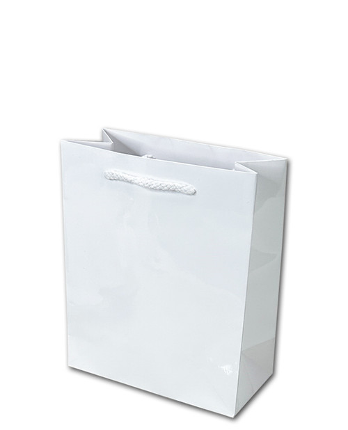 White Glossy Shopping Bag Collection - Medium size