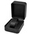 Black leatherette thin c watch jewelry box with removable c