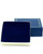 Large square utility or charm jewelry box with blue exterior with gold printed rim, gold foil bottom and velvet insert.