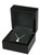 Glossy piano black wood earring or pendant jewelry display or presentation box with black suede interior