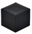 Black leatherette exterior with soft cushion top with stitching