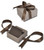 Champagne textured paper medium earring or pendant jewelry gift box with gunmetal leatherette with olive brown ribbon