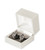 Pearl off-white textured flap earring jewelry box with champagne interior