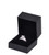 Designer matte black single ring jewelry box exterior with black veltex interior.