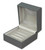 Dark grey textured medium double ring jewelry box with champagne colored interior