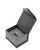 Dark grey textured slot ring jewelry gift box with dark gunmetal interior and snap button closure