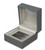 Dark grey textured medium single ring jewelry box with gunmetal interior