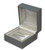 Dark grey textured medium single ring jewelry box with champagne interior