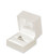 Pearl off-white textured single ring jewelry box with matching pearl off-white interior