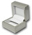 Glossy champagne wood flap earring box with cool off-white leatherette interior.