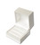 Off-white pearl double ring jewelry box with light matching off-white interior