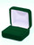 Green velvet exterior single or double ring box with matching color interior and white satin top puff.