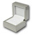 Glossy champagne wood ring box with cool off-white leatherette interior.