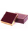 Small square single earring jewelry box with burgundy exterior with gold printed rim, gold foil bottom and velvet insert.