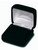 Black velvet exterior medium earring or pendant box with matching color interior and white satin top puff.