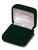 Green velvet exterior medium earring or pendant box with matching color interior and white satin top puff.