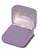 Grey velvet exterior medium earring or pendant box with matching color interior and white satin top puff.