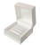 Pearl off-white textured medium double ring jewelry box with matching pearl off-white interior