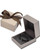 Champagne leatherette bangle or bracelet jewelry gift and presentation box with 2 PC packer box with olive brown ribbon
