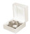 Pearl off-white textured medium C bangle jewelry box with champagne interior