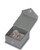 Dark grey textured hook ring jewelry gift box with light champagne interior and snap button closure