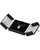 Black leatherette double door pendant box with gold tooling and gold latch.
