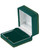 Green velvet medium flap earring jewelry box with matching bengaline, gold trim and gold push button.