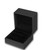 Designer matte black double ring jewelry box exterior with black veltex interior.