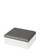 Medium riser platform with dark grey palladium linea leatherette rounded edge top and pearl luna linea base