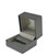 Dark grey textured flap earring jewelry box with dark gunmetal colored interior