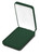 Dark Green velvet exterior vertical opening box with matching color interior and white satin top puff.