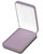 Grey velvet exterior vertical opening box with matching color interior and white satin top puff.