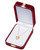 Dior red/burgundy leatherette exterior medium pendant box with white flock interior and gold tooling and latch.