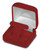 Dior red / burgundy velvet exterior T earring box with matching color interior and white satin top puff.