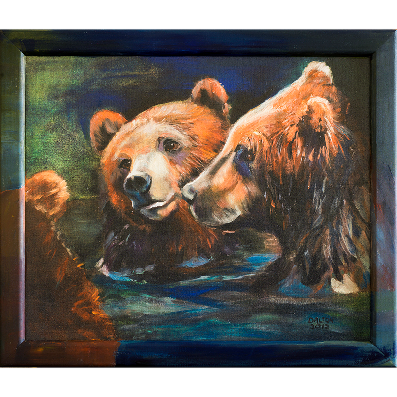 Bears - Framed: Hand-painted frame over canvas print - 20" x 18"- $89.00