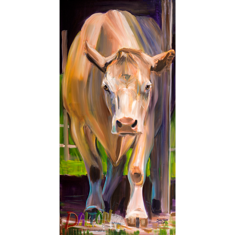 Cow - Print on Canvas with white canvas border - 17"x 13" -  $79.00